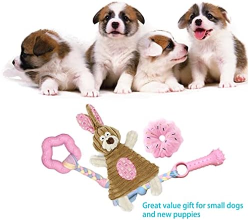 Играчки за малки Кученца AoLaCo за никнене на млечни зъби, детски Играчки за Дъвчене за Кученца за Малки Кучета, Плюшени Играчки за малки Кученца с Писклявым Заек, Розо