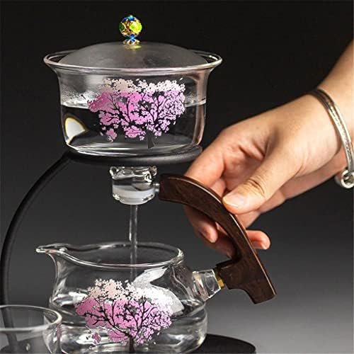 YXBDN Cherry Мързел Полуавтоматични Стъклен Чаен Сервиз с Чаши, Топлоустойчива Стъклена Кана Магнитен тип, най-Добрият избор за подарък (Цвят: A)