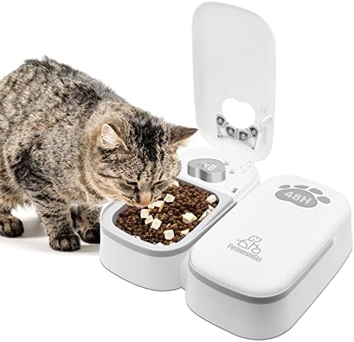 Madatop Автоматични Хранилки за котки, на 2 приема на храна Цифрова Автоматична Ясла за домашни любимци Мокра Храна за Кучета