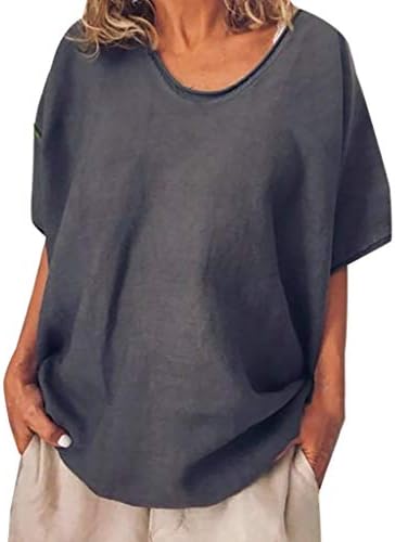 Дамски блузи Kulywon, Летни Ежедневни Обикновена Тениска с кръгло деколте и Къси ръкави Размер Плюс, Блуза 2021