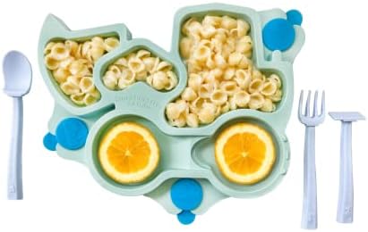 Конструктивна чиния за хранене Произведено в САЩ | Constructive Baby | Чиния за превоз на тийл са | Разпределена Издънка