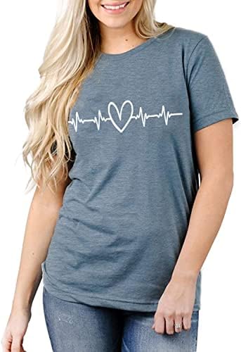 Тениска с Сердцебиением за Жени, Сладък Тениски с Изображение на Сърцето на Любовта, Забавни Тениски с Принтом,
