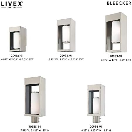 Livex Lighting 20983-04 Bleecker - Улица, с монтиран на стената лампа One Light с матирано опалово-бяло стъкло, избор на тапицерия: