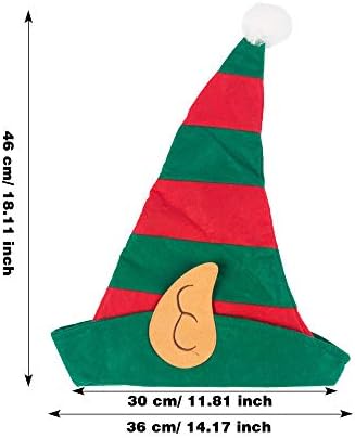 Trounistro 4 опаковки коледни шапки елф, червени и зелени клоунские шапка, костюм на елф на Дядо Коледа за украса на коледното парти