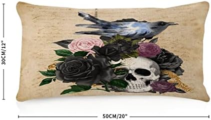 Калъфка за тялото COVOME с Черепа, виртуален скелет и Черен, с изображение на Рози, с Двустранно принтом, 12x20 Инча,
