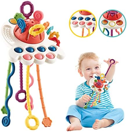 Oueyes Играчки Монтесори за деца от 6-12 месеца, Бебешки Сензорни играчки, Играчки за никнене на млечни зъби,