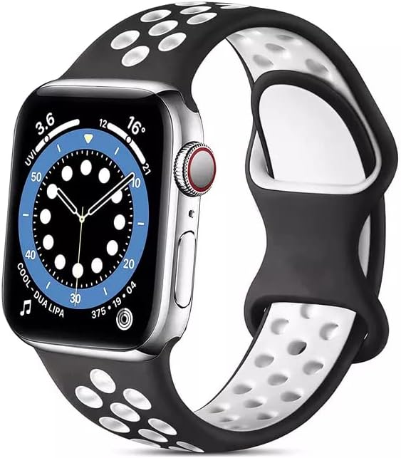 Каишка Apple Watch 42/44 мм за мъже/ жени, Продуктивен, Дишащ, Мек Силикон Взаимозаменяеми Каишка, Гривна