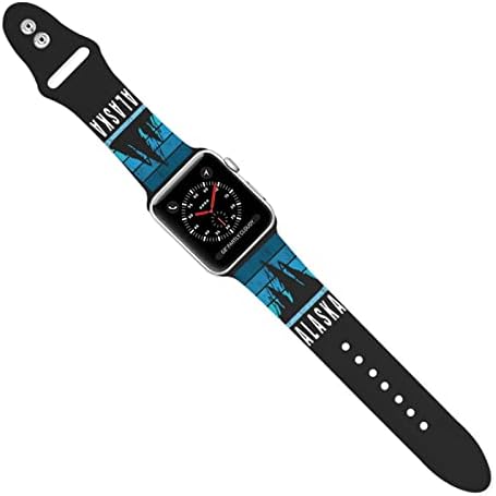 Часовници Apple Watch с оригинален принтом в стил Аляскинских планини в Ретро стил - Мек и здрав силикон каишка