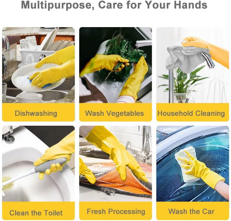 За многократна употреба ръкавици за миене на съдове Younber, 3 двойки, домакински ръкавици от естествен каучук