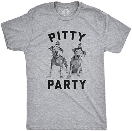Мъжка тениска с Надпис Pitty Party, Сладка Тениска с Куче Питбул, Подарък за Собственика на домашния любимец, Луда Куче, Мъжки Забавни Тениски от Памук, смес от Премиум-Кл