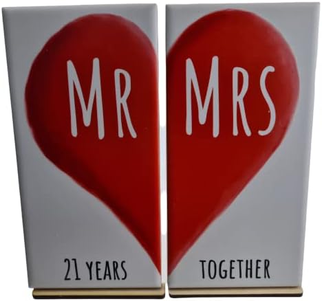 Г-н и г-жа 21 години заедно - декорация на двойни плочки 21 (без поставка) mrmrs21