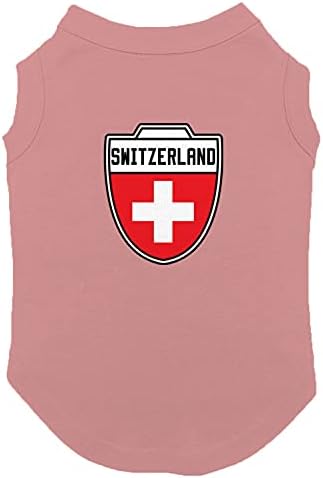 Тениска за кучета Switzerland - Country Soccer Crest (Розова, Голям размер)