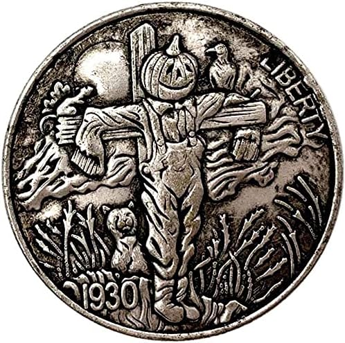 1930 Хелоуин Тиква Плашилото Череп Античен Мед-Стара Сребърна Монета Копирни За Събиране На Подаръци