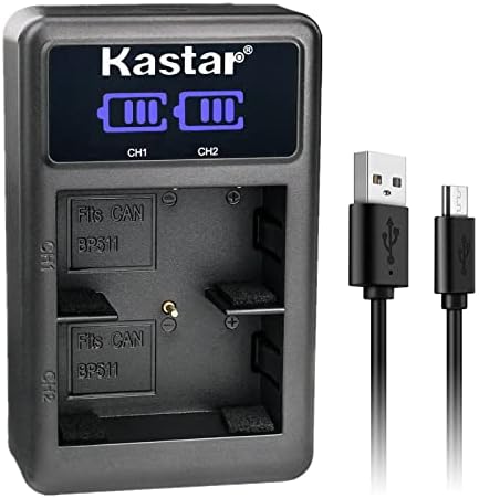 Зарядно устройство Kastar BP-511A LED2 USB Съвместим с камери Canon DM-MV700, MV700 MV700i, DM-MV730i, MV730i, DM-MV750i, MV750i