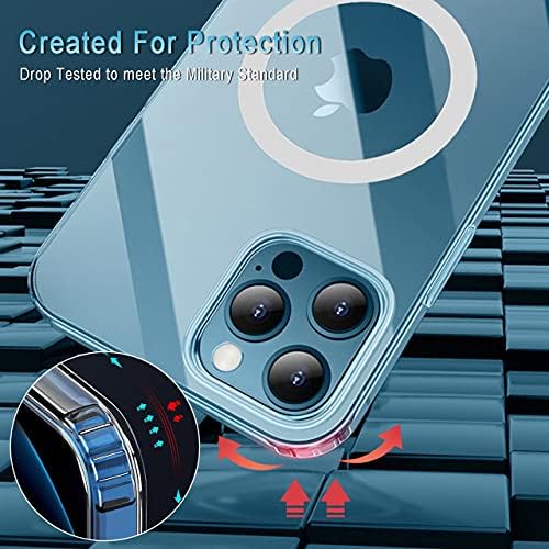 Jasilon Магнитен прозрачен калъф за iPhone 13 Pro Max Case 6.7 [Съвместим със зарядно устройство и батерия MagSafe] [Защита от падане и за военни цели] [Амортизационен кътчета] Защитен