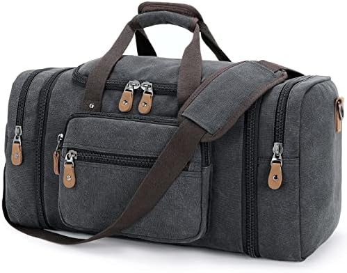 Холщовая Спортна чанта за пътуване, 50-литров Спортна Чанта за почивните дни за една Нощ (Тъмно сиво)