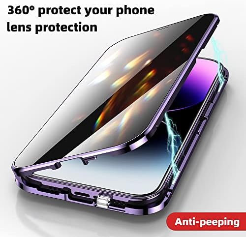 HENGHUI Запирающийся калъф за защита от надзъртане за iPhone 14 Pro Max Калъф от Магнитно Стъкло със Защита на Обектива на