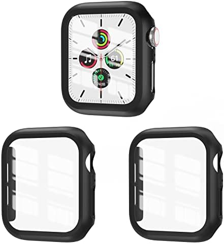 Калъф от 3 теми, съвместим с Apple Watch SE Series 6/5/4 44 мм, с фолио от закалено стъкло, EWUONU Hard PC С