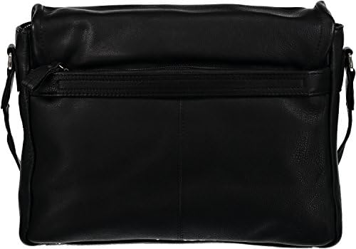 Мъжка Черна чанта-месинджър от естествена кожа Ochnik с Магнитен капак