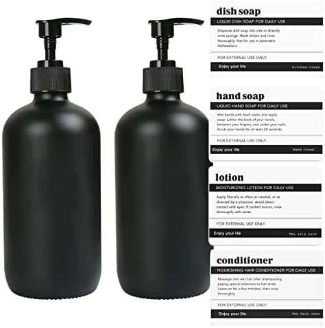 Комплект стъклени Дозаторов за сапун, Бутилка-Помпа за измиване на съдове за ръце на 16 унции, Комплект от