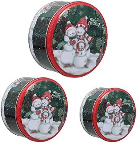 HEMOTON Романтичен Подарък 3 бр. Коледни Кутии за Бисквити с Капаци, Кутии за Бонбони във формата на Снежен