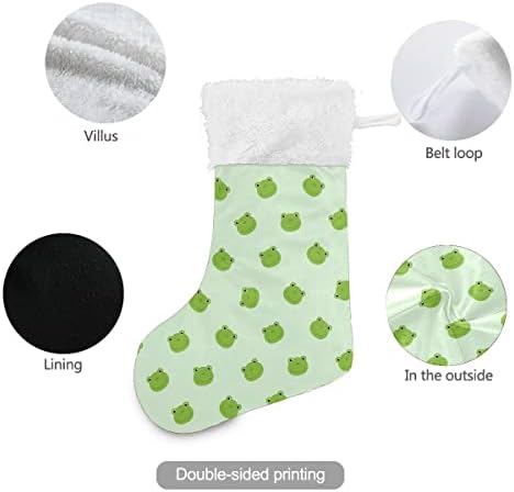 Коледни Чорапи С Шарките на Зелената Лягушачьей Главата, Мультяшные Бели Плюшени Белезници От Мерсеризованного Кадифе, Семеен
