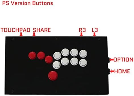 YZHIQIANG F1-PS Всички бутони Аркаден Джойстик Гейм контролер, Подходящ за игралната конзола PS5/PS4/PS3/PC (Размер: червено