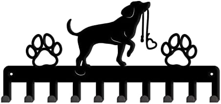 Метален Държач за ключове с Отпечатъци от Кучетата и Лапите SUPERDANT, 10 Куки, Черен Железен Стенни Куки Декоративна