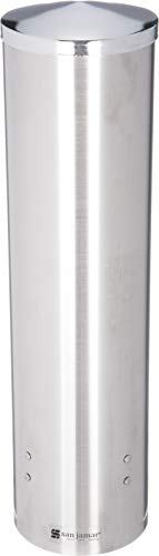 Опаковка за вода San Jamar C3450 от неръждаема стомана с голяма прибира чаша, подходяща за конус с обем от 8 до 12 грама и плоски чаши с размер от 12 до 24 грама, джанти от 3-1 / 4 д?