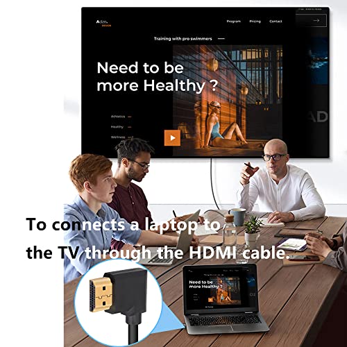 Кабел GELRHONR 4K, HDMI 1.4 кабел HDMI мъж към мъж под ъгъл 90 градуса 4k при честота 30 Hz, Позлатен конектор,