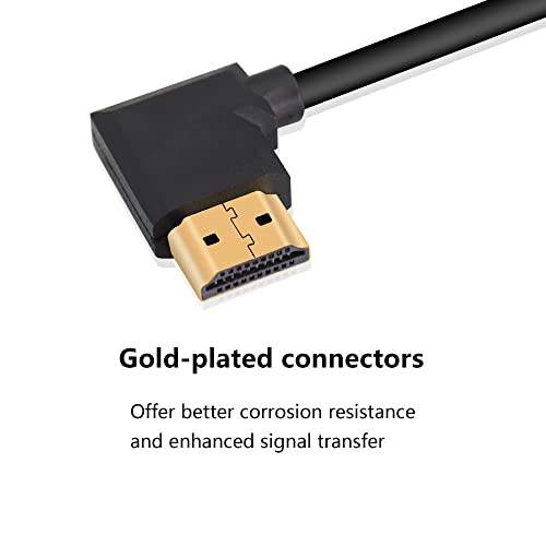 Кабел GELRHONR 4K, HDMI 1.4 кабел HDMI мъж към мъж под ъгъл 90 градуса 4k при честота 30 Hz, Позлатен конектор, поддържа