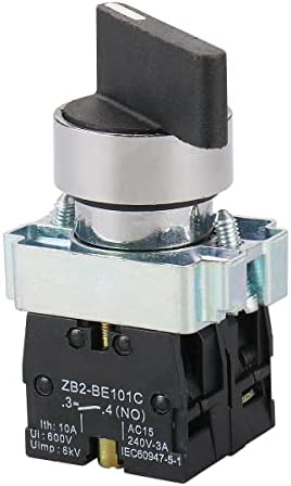 Превключвател за избор на Baomain ZB2-BE101C 22 мм, С фиксиране 2 БЕЗ Три 3-Позиционен Ротационен ключ