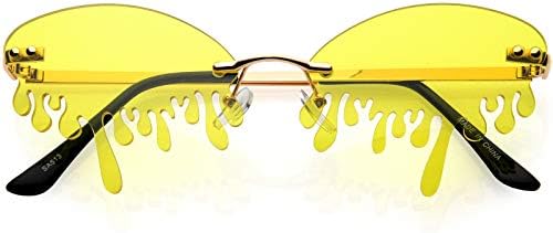 Слънчеви Очила С Тъмни Лещи с ефект Растекания, Кръгли Очила Без Рамки на Кондензираната