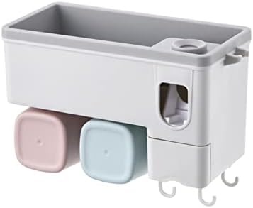 Държачи за четка за зъби за баня, с Автоматичен дозатор на паста за зъби, монтиран на стената с Държач за четка