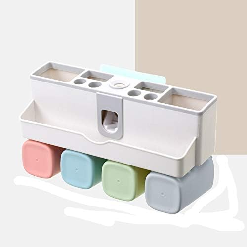 TFIIEXFL Притежателя на четка за зъби с Чаши Автоматична Сокоизстисквачка за Паста за зъби, Опаковка Монтиране на стена Рафтове