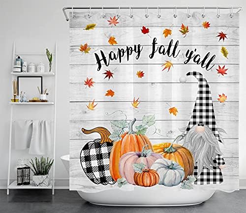 ECOTOB Есенна Завеса За Душ за Деня На Благодарността Аксесоари за Баня в Черно и Бяло Клетчатая завеса за душ под