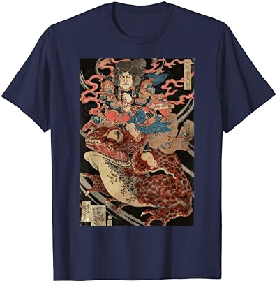 Японски ретро-Художествена Тениска с Изображение на Самурая, Езда На Гигантска Жабе В Ретро стил