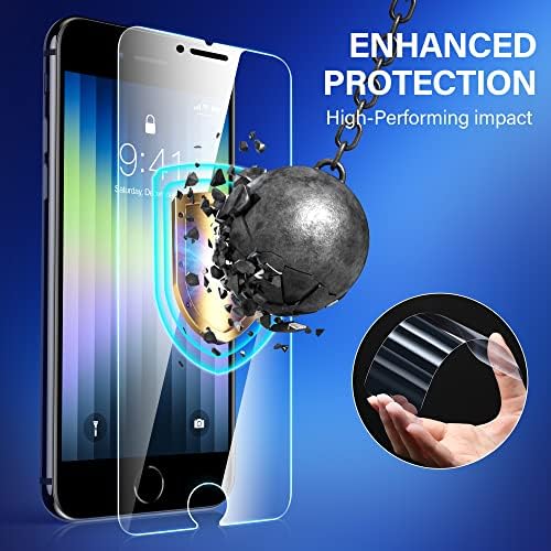 Защитно фолио Vakoo Pack 2, която е съвместима с iPhone SE 2022 (3-то поколение), iPhone SE 2020 г. (2-ро поколение), iPhone 8/7, 4,7-инчов филм от закалено стъкло 9H HD, лесен за инсталиране, привеж