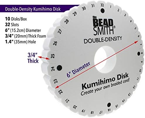 През цялата диск Кумихимо The Beadsmith, Диаметър 6 инча, Двойна Плътна Пяна с дебелина 0,75 инча (20 мм), Бижута,