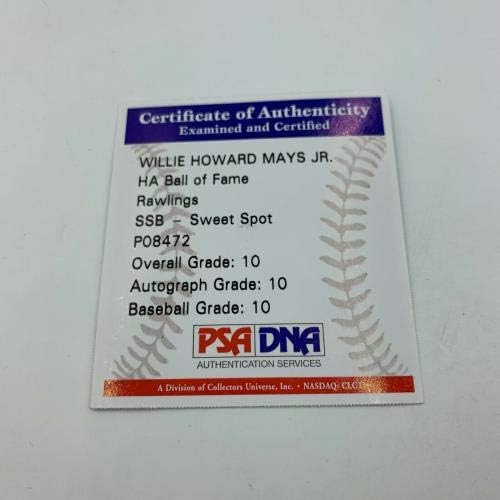 Уили Хауърд Мейс - младши Пълното Име, Подписан от Бейсбольным клуб MLB, на Цена PSA DNA Gem Mint 10 - Бейзболни топки с Автографи