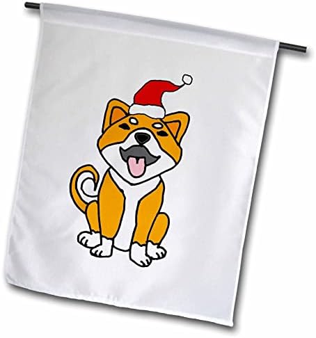 3D Рисунките Хубаво Смешно кученце Shiba -Ин в шапката на Дядо Коледа с Коледна Крипто-Знамена (fl_353827_1)