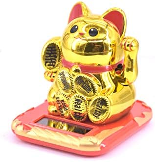 Maneki Neko Щастлив Котка На Слънчеви Батерии, Машущий Ръка, Fortune Cat (Златен)