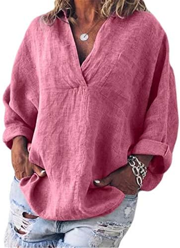 Женска тениска Andongnywell с V-образно деколте, Ежедневни Блузи, широки Ризи, Туника с ръкав Прилеп, Пуловери,