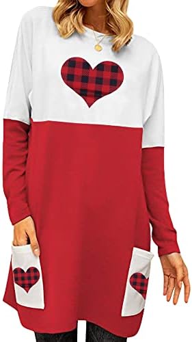 MOUSYA Рокля-Риза в Деня на Св. Валентин, Дамски Блузи с Модел Сърцето си за Любовта, Цветен Блок, Hoody Размера