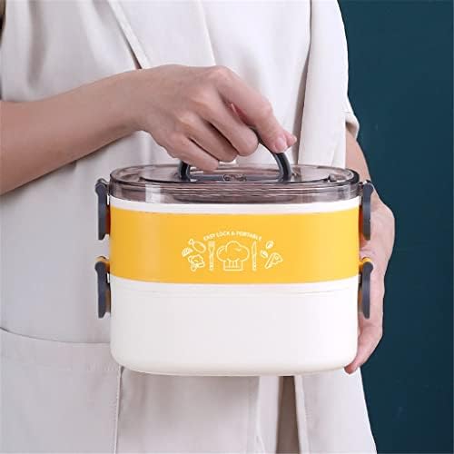 LHLLHL Обяд-кутия от неръждаема стомана Преносим двуслойни Набор от съдове за готвене Bento За офис работници Bento