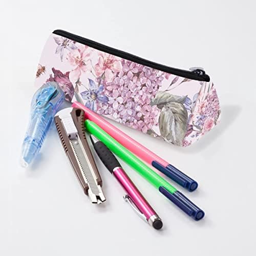 Триъгълен Чанта за писалки, Триъгълни Малък молив случай, Пролетни цветя, цъфтящи праскова, круша, лилаво