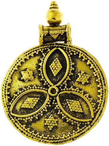 Месинг медальон кръг бадеми три диаманта звезда античен златна верижка Племенни бижута без никел, Месинг