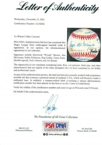 (8) Бейзболни автографи с множество автографи на звезди Негритянской лига Auto PSA/DNA AL04244 - Бейзболни топки