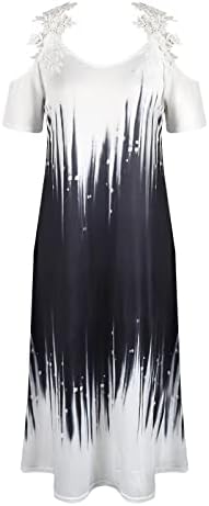 Макси рокля Fragarn в стил Бохо, Дамско Модно Лятото Дантелено Рокля с V-образно деколте и открити рамене с къс ръкав