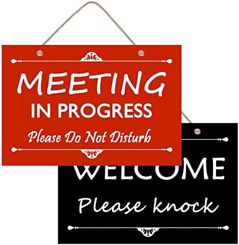 Продължава срещата, Знак Не безпокойте, Реверсивная Табела от PVC за врати Домашния офис, Закачалка за врати домашен